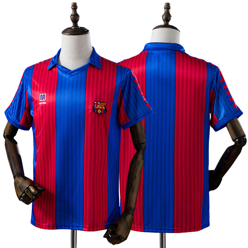 Barcelona 89/92 retro hjemmebanetrøje - blå og rød kortærmet trøje