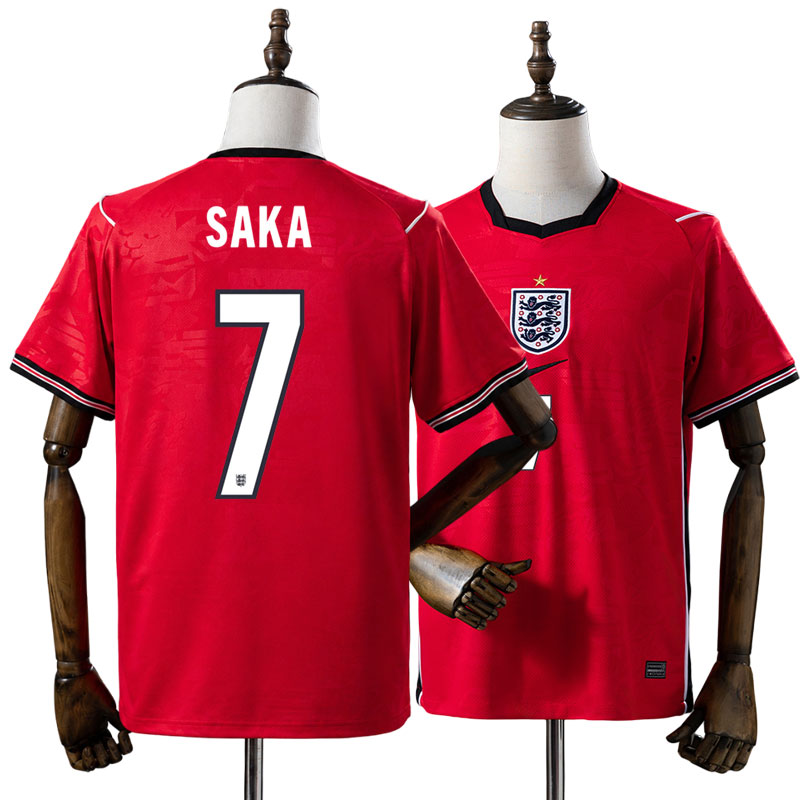 England 2026 udebanetrøje rød - SAKA 7 fodbold trøje til mænd