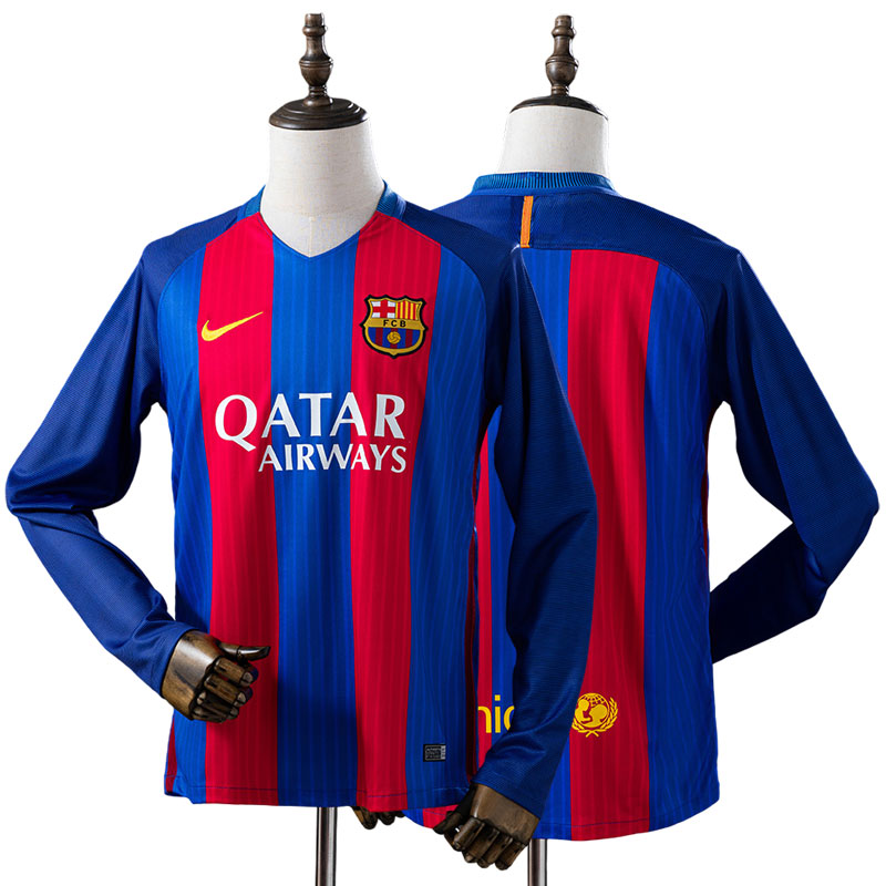 Køb Barcelona 16/17 retro fodbold trøje - langærmet hjemmebanetrøje