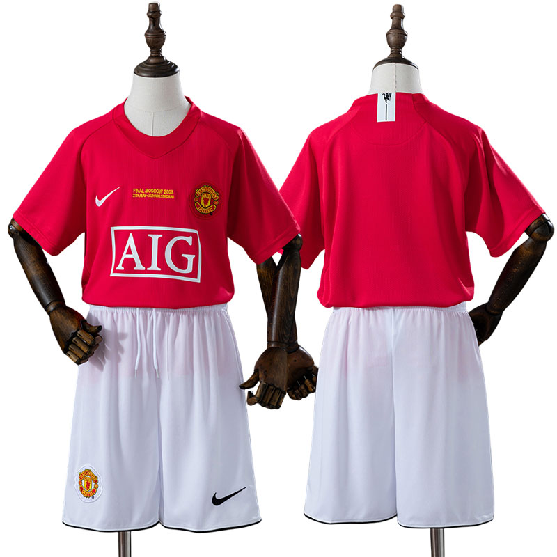 Man United 07-08 home retro børne fodboldsæt - Champions League Final trøje