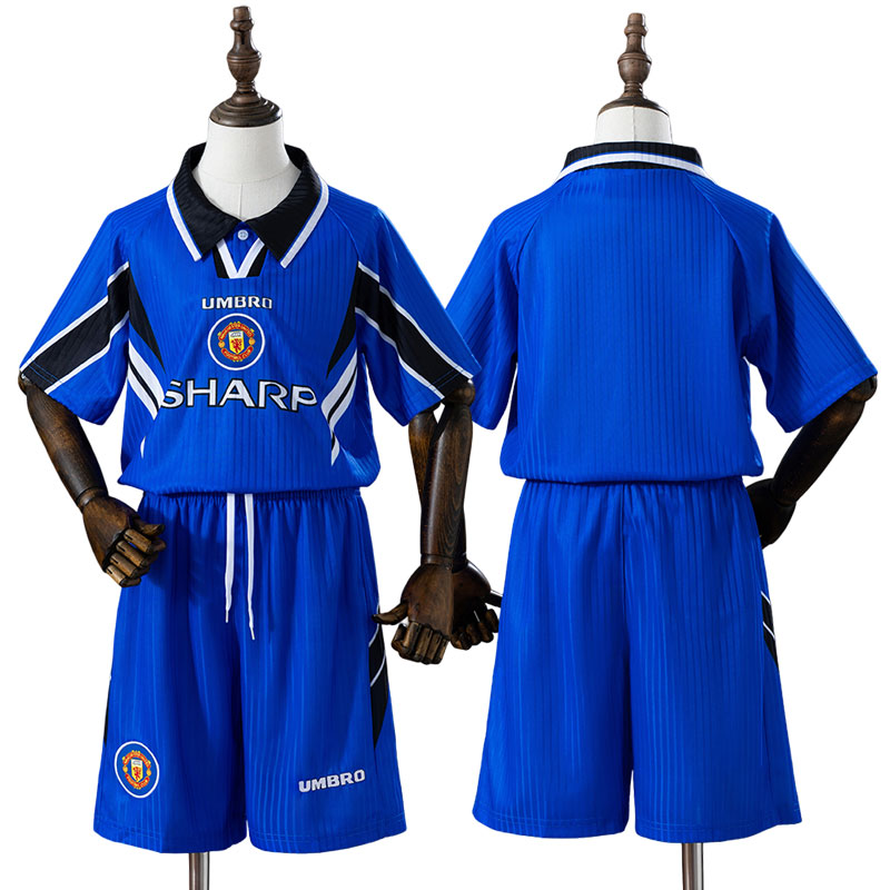 Manchester United 96/98 retro fodbold trøje børn - blå tredjetrøje