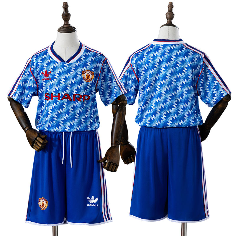 Manchester United retro udebanetrøje børn 1990/92 - blå fodbold trøje