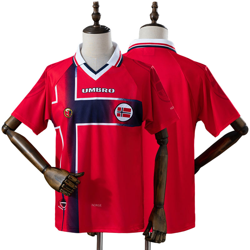 Norge 97/98 hjemmebanetrøje - retro rød fodbold trøje herre