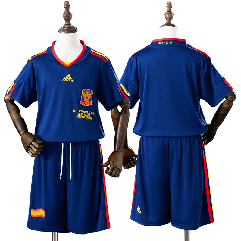 Spanien 2010 udebanetrøje børn - retro fodbold trøje med shorts