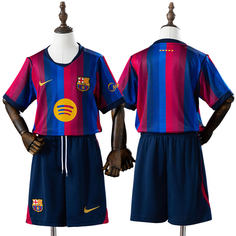 Barcelona 2026/27 hjemmebanetrøje til børn - fodbold trøje med shorts